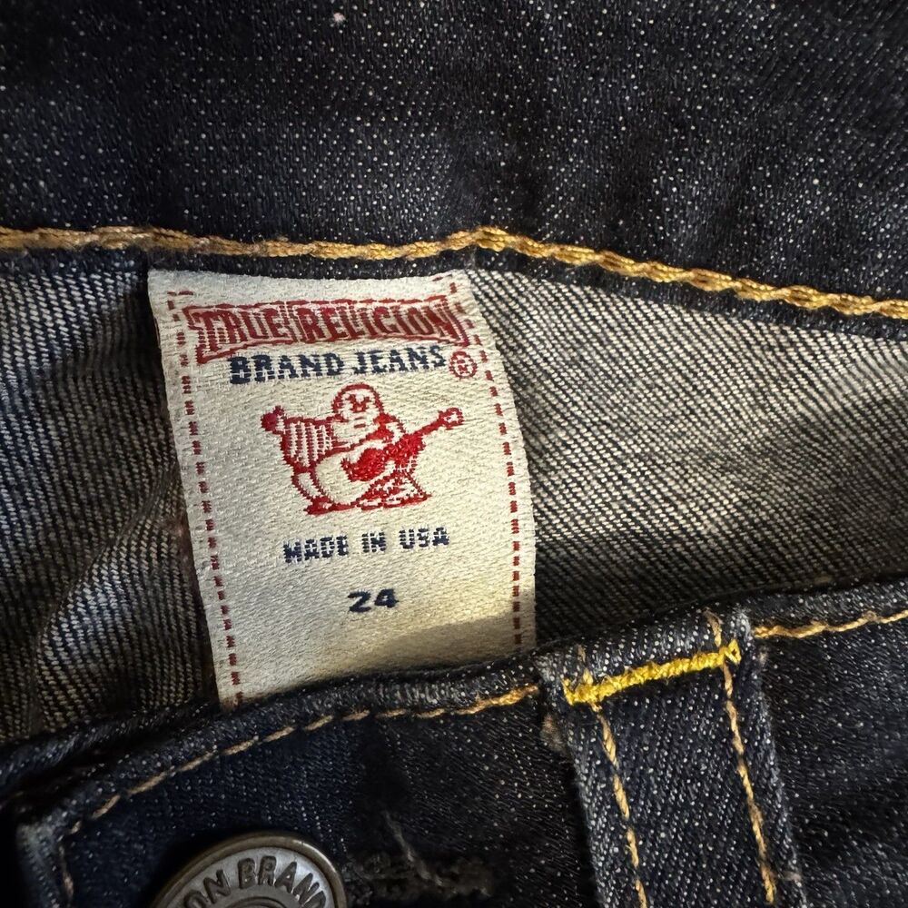 True Religion Jeans Women’s Avery Low Rise Straight Leg Sz 24 Dark Wash Stretch - Picture 3 of 7